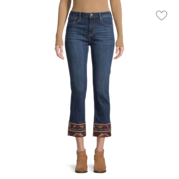 DRIFTWOOD Colette Embroidered Cuff Cropped Mini Boot Jeans Sz 27 Boho Western - Picture 1 of 14
